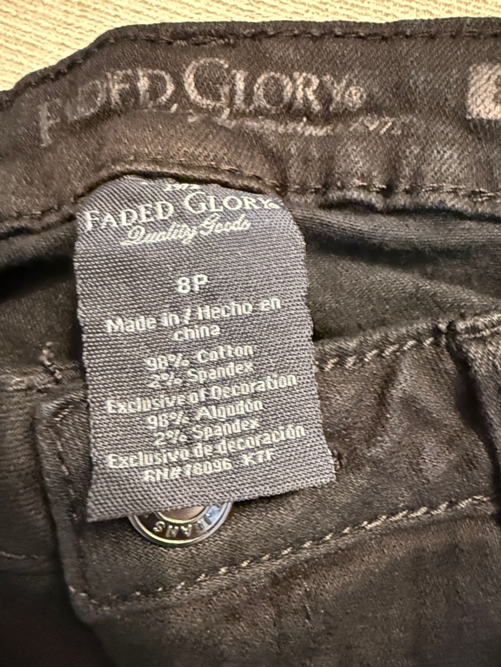 Vintage Faded Glory Women’s Black Skinny Jeans Size 8P NWT Discontinued - Picture 6 of 8
